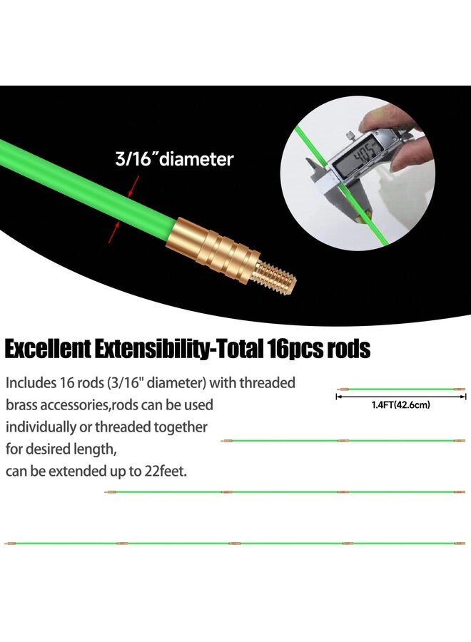 قضبان متوهجة من كابلات الأسلاك الكهربائية المصنوعة من الألياف الزجاجية مقاس 17 بوصة، ومجموعة قضبان كهربائية مزودة بـ 6 ملحقات مختلفة و10 أدوات سحب أسلاك بشريط لاصق - Image 3