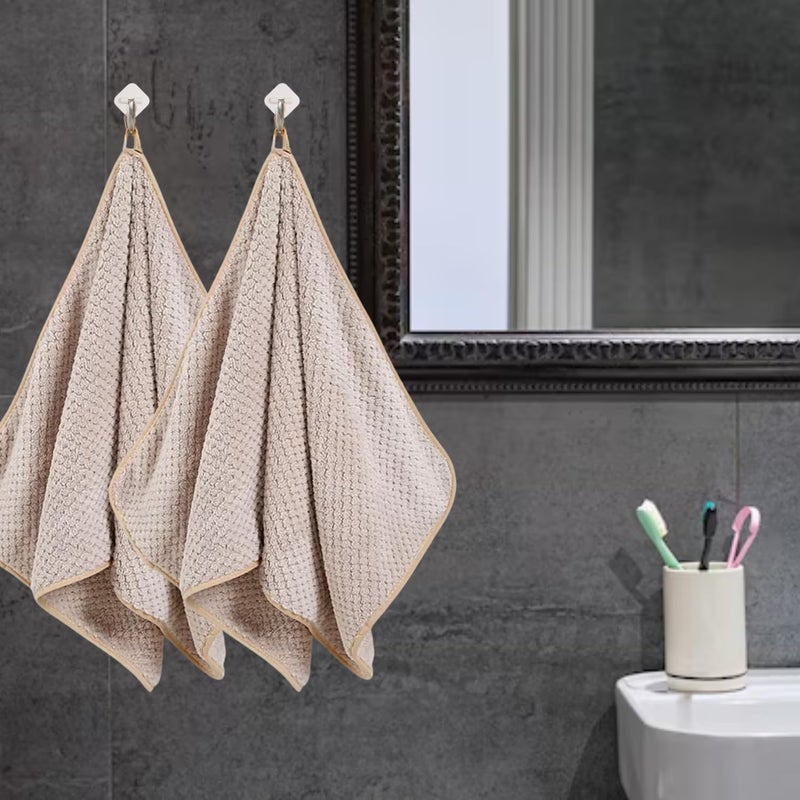 Linear Microfiber Hand Towel/Highly Absorbent Hand Towels for Bathroom/Soft Hand Microfiber Face Towel/Towel for Men, Women,Gym (SIZE-75x35) (Cream) - Image 5