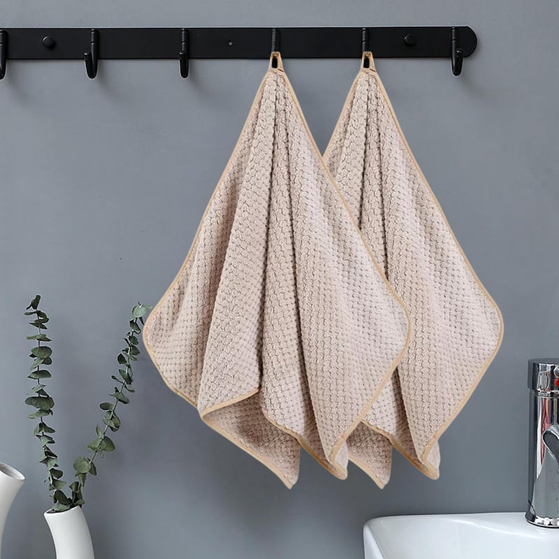 Linear Microfiber Hand Towel/Highly Absorbent Hand Towels for Bathroom/Soft Hand Microfiber Face Towel/Towel for Men, Women,Gym (SIZE-75x35) (Cream) - Image 1