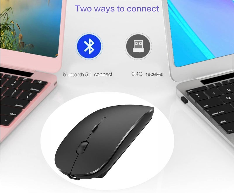 PEIBO Bluetooth Wireless Mouse for Laptop mac MacBook ipad MacBook air MacBook pro pc Desktop Computer Windows Chromebook Notebook (Black) - Image 3