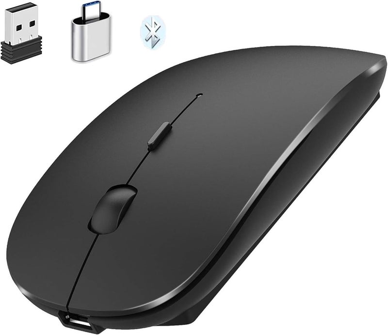 PEIBO Bluetooth Wireless Mouse for Laptop mac MacBook ipad MacBook air MacBook pro pc Desktop Computer Windows Chromebook Notebook (Black) - Image 2