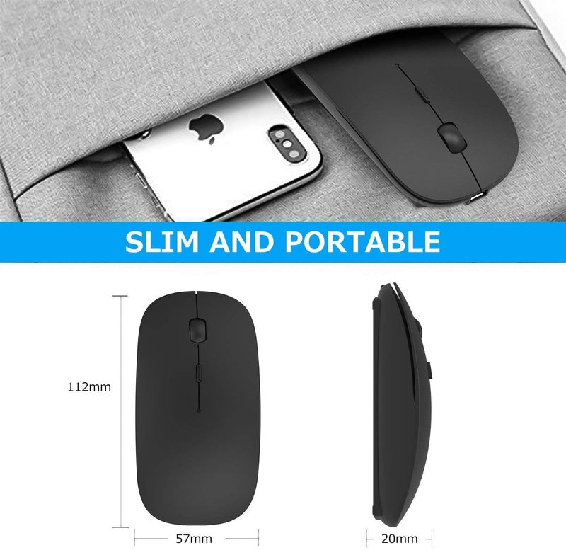 PEIBO Bluetooth Wireless Mouse for Laptop mac MacBook ipad MacBook air MacBook pro pc Desktop Computer Windows Chromebook Notebook (Black) - Image 4