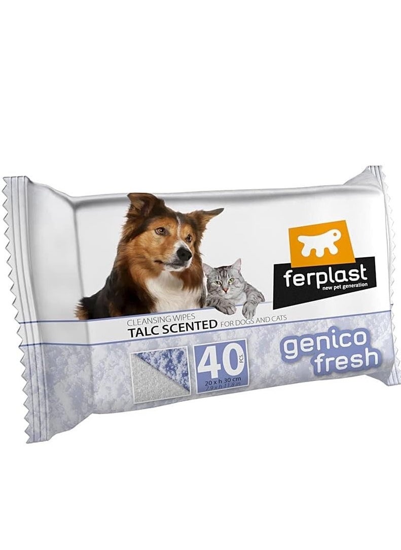 Ferplast Ferplast Fresh Genico Talc Scented Cleaning Wipes 40x for Dog/Cat  - Image 2