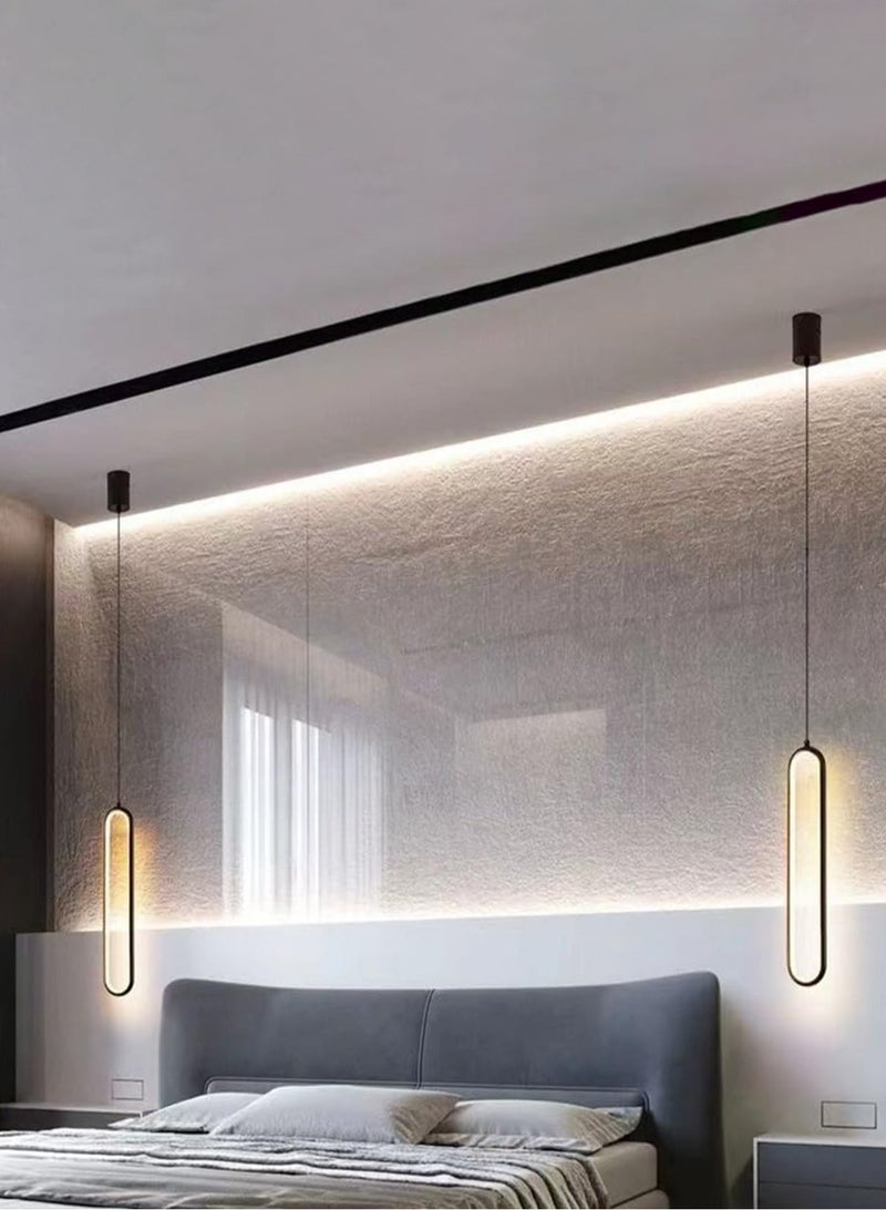 LOOPITYS Ceiling pendant lights, U-shaped creative pendant lights, brushed brass and silicone lighting fixtures, Nordic minimalist pendant lights, suitable for bedrooms, corridors, and restaurants, adjustable (color: black, 5000K cool light) - Image 4