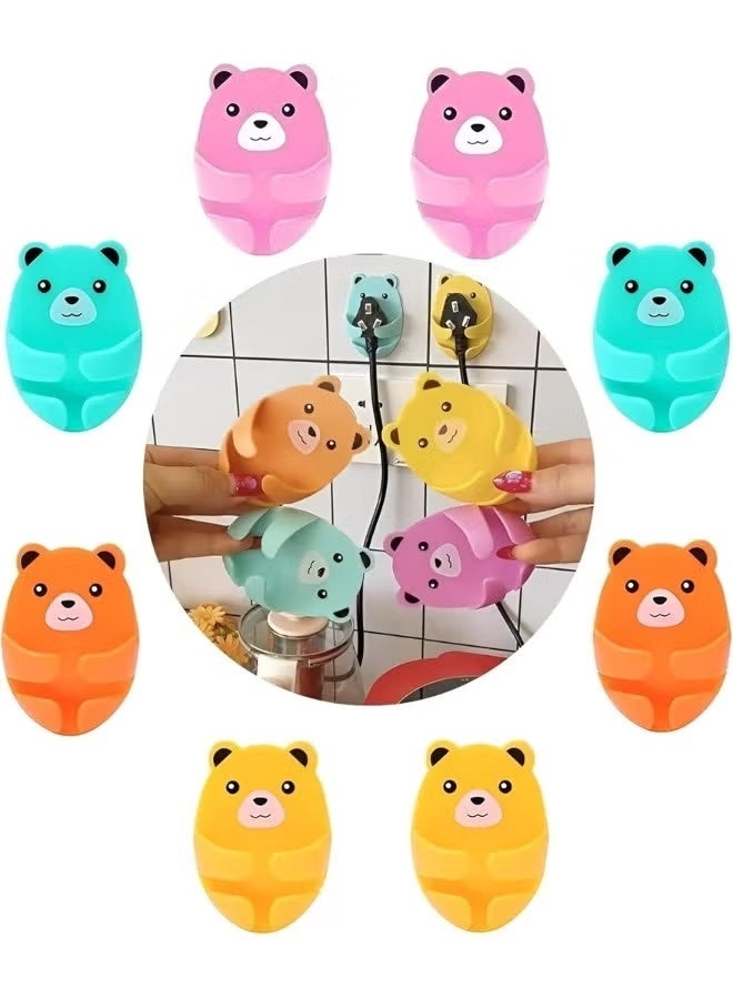 Self-Adhesive Bear Wall Hooks for Plug and Cable Organizer (4 Pack in Assorted Colors) - Storage Solution for Data Cables, Earphones, Plugs, and Switches - Image 4
