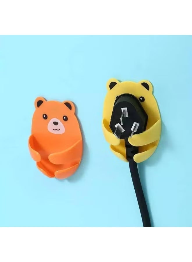 Self-Adhesive Bear Wall Hooks for Plug and Cable Organizer (4 Pack in Assorted Colors) - Storage Solution for Data Cables, Earphones, Plugs, and Switches - Image 5
