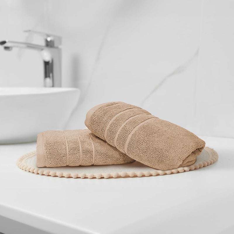 Sassoon Artemis Egyptian 2 Piece Cotton Hand Towel | 40x60 cm | Taupe - Image 1