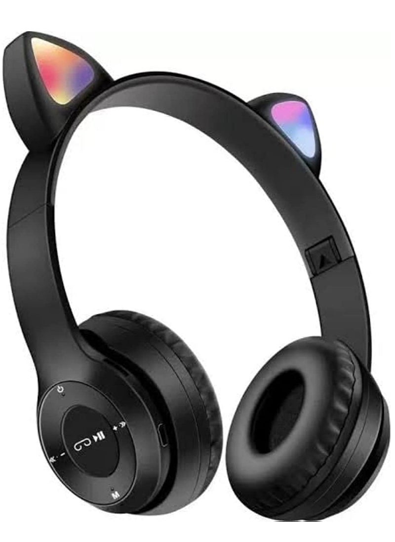 Generic - LED Light Up Wireless Stereo Cat Headset Headphones - Image 1