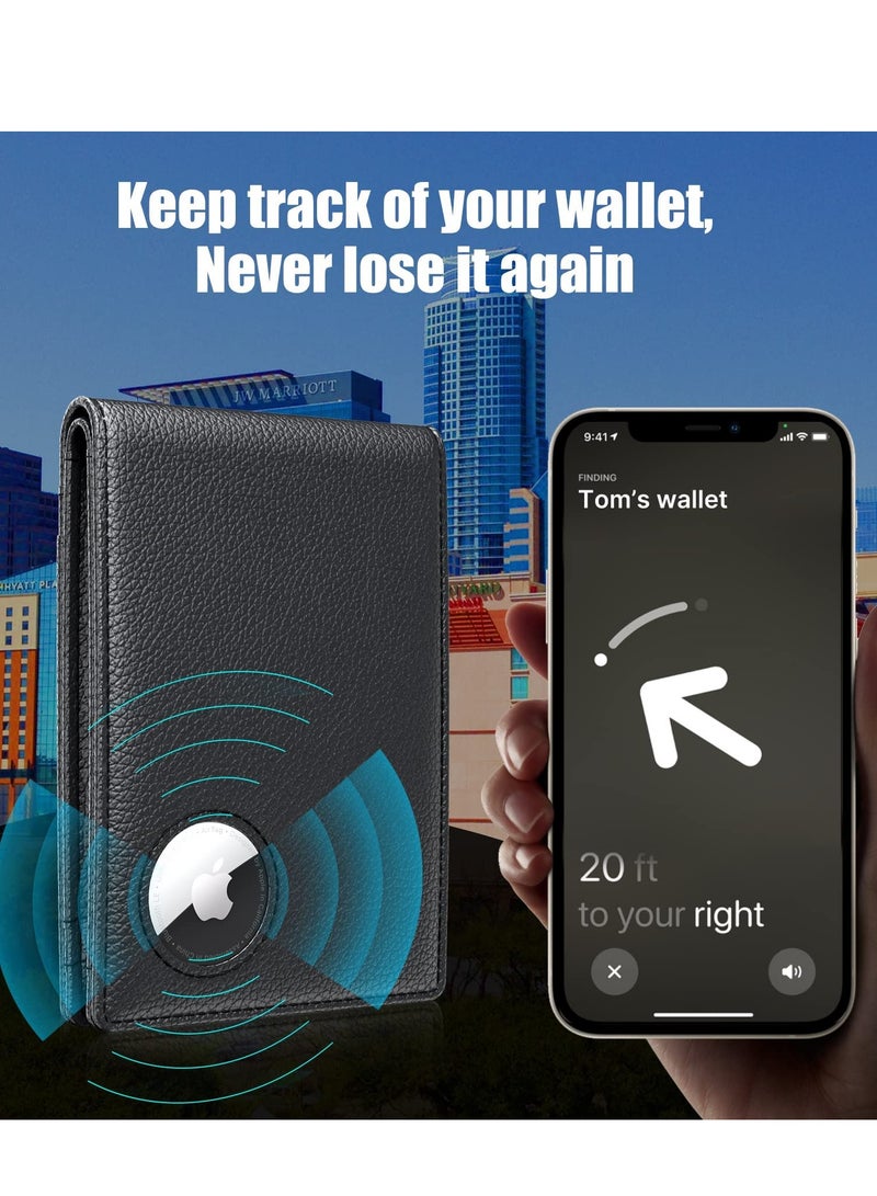 Zikra Men's RFID Blocking Bi-Fold Wallet with Money Clip, Slim Front Pocket Design, ID Window, Card Holder, and Airtag Compatibility - Black Wallet for Men and Women. - Image 5