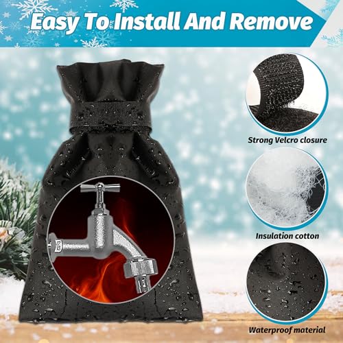 lucdnc Outdoor Faucet Covers for Winter 4 Pack Faucet Cover Freeze Protection Insulated Anti-Freeze Waterproof Material Reusable Faucet Cover Socks for Various Faucet Spigot,Pipe,Garden Hose Bib - Image 3