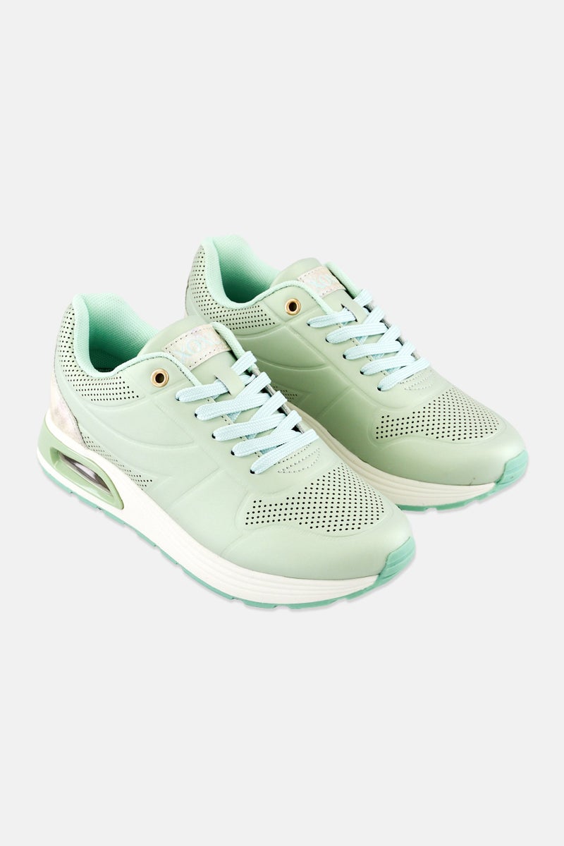 XOXO Women Lace Up Casual Shoes, Mint Green - Image 1