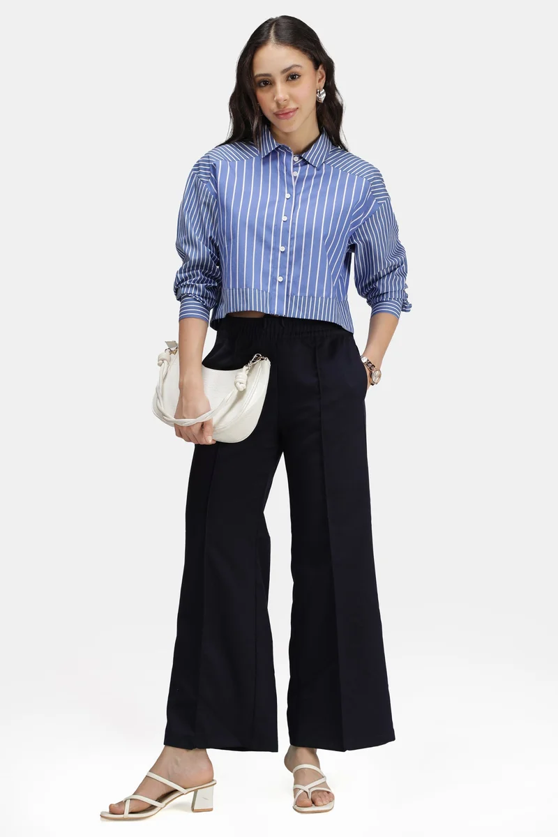 فيرجيو Stripes Cotton Stripe Contrast Yoke Shirt for Women