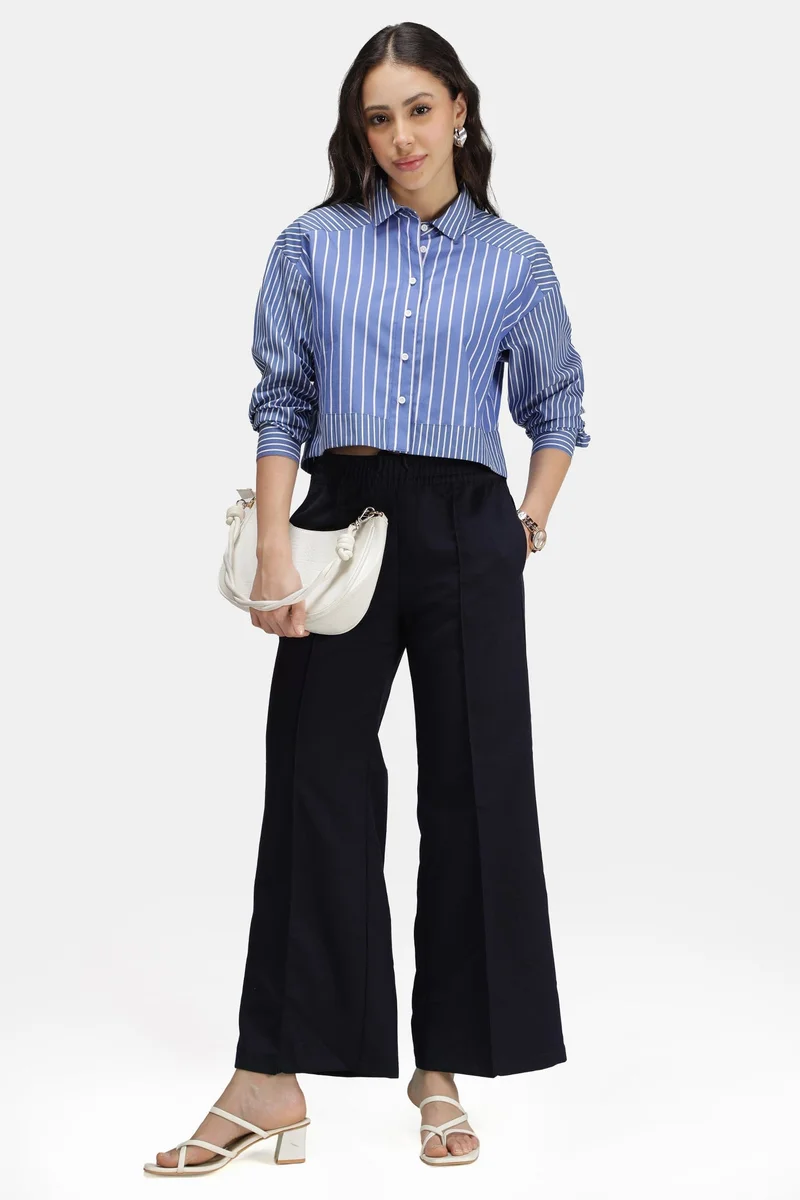 فيرجيو Stripes Cotton Stripe Contrast Yoke Shirt for Women