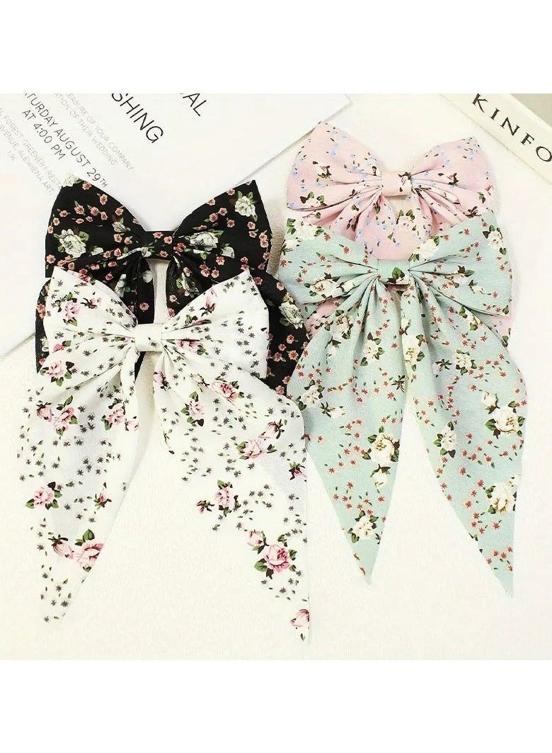 4 Pieces of Classic-Design Fabric Hair Clips for Women and Girls, Large Size - Image 1