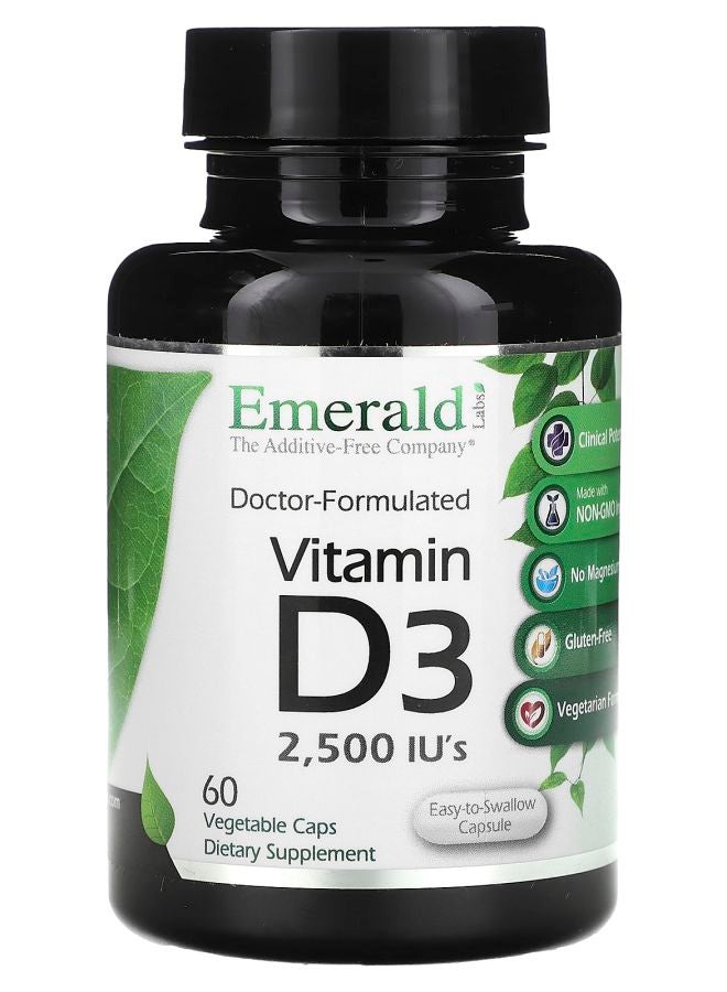 Emerald Laboratories فيتامين د3 2500 وحدة دولية 60 كبسولة نباتية - Image 1