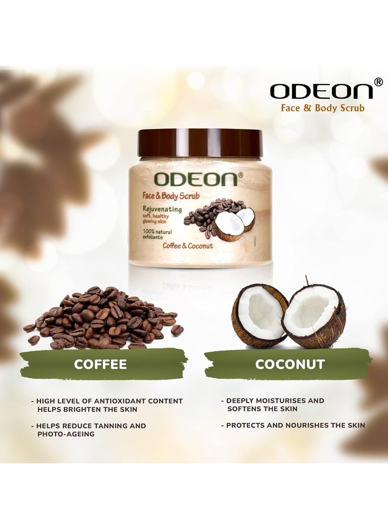 Odeon Coffee Coconut Rejuvenating Exfoliating Body Scrub 300ml - Image 2