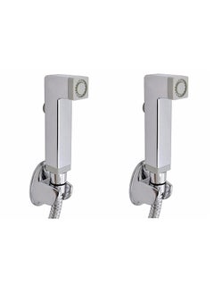 Moira Pack of 2 pcs ABS Push Button Health Faucet Head, Silver, Chrome Finish