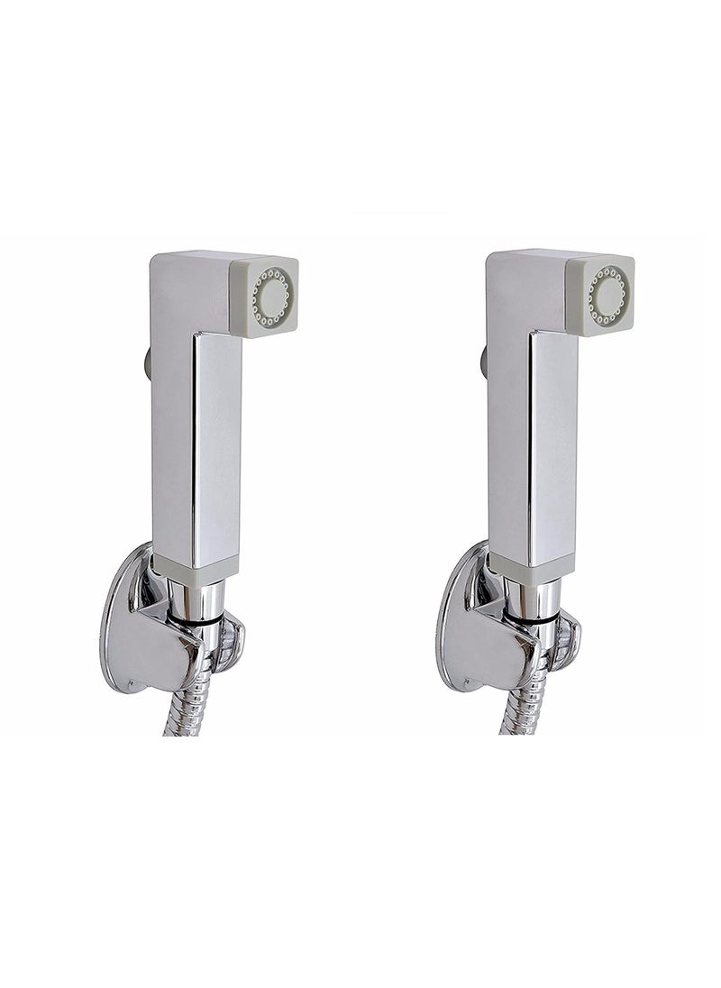 moira - Moira Pack of 2 pcs ABS Push Button Health Faucet Head, Silver, Chrome Finish - Image 1