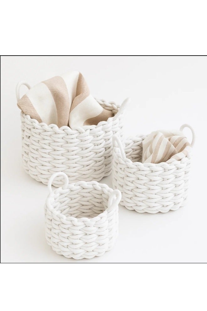 LINGWEI 3pcs Set Woven Storage Baskets Cotton Rope Basket for Organizing - Image 1