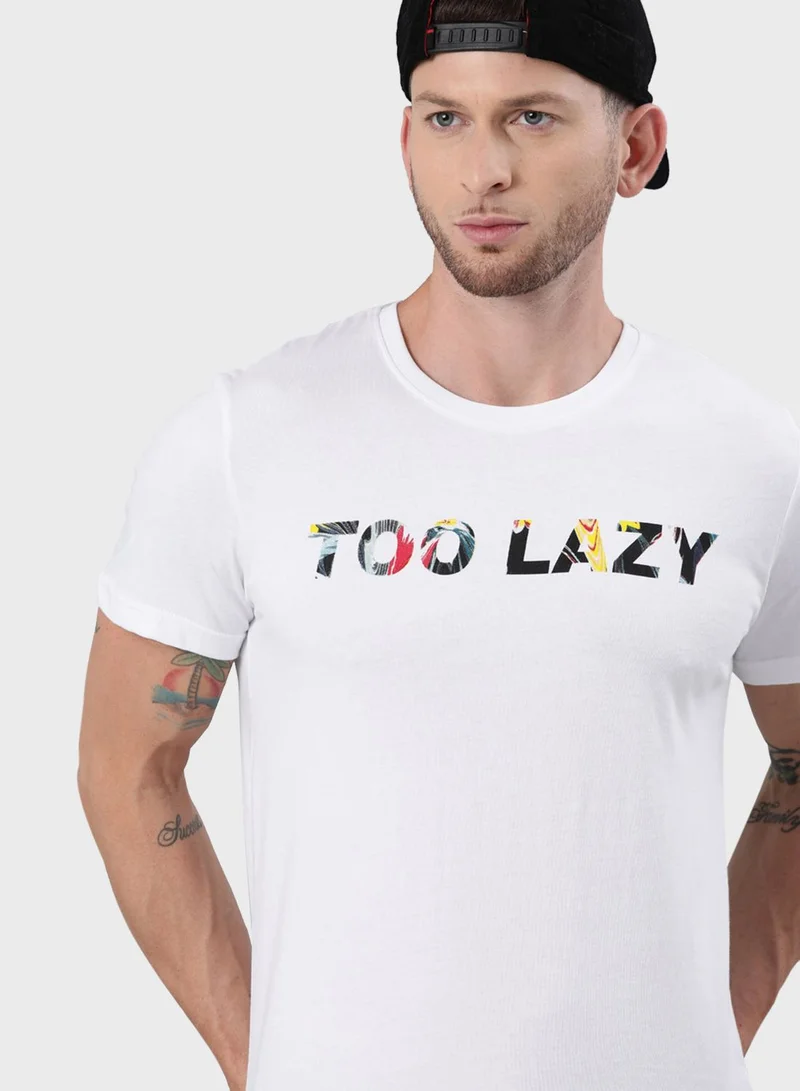 Wrogn Printed Crew Neck T-Shirt for Men Best Price Qatar