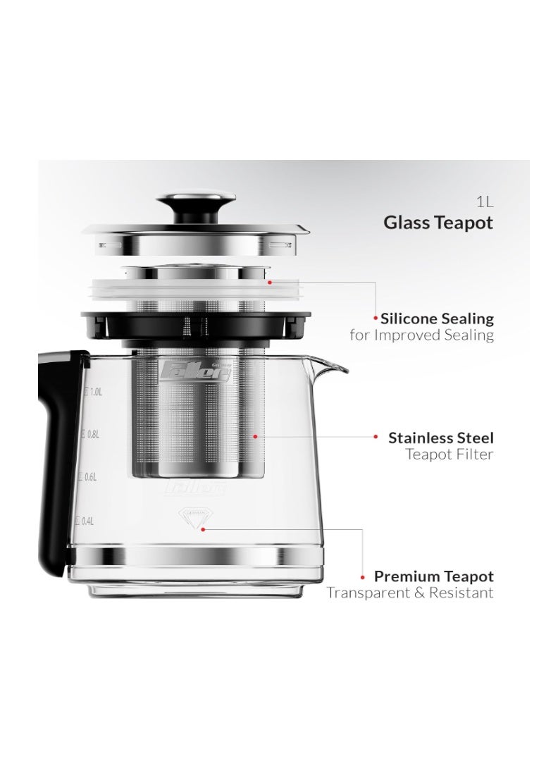 Feller Germany 2200 W 2-in-1 Retro Teamaker/Coffee Maker +1.7L Stainless Steel Electric Kettle with Strix, Adjustable Touch Teapot Temp+LED Display, TS490, 2Y Guarantee-UAE Version - Image 5