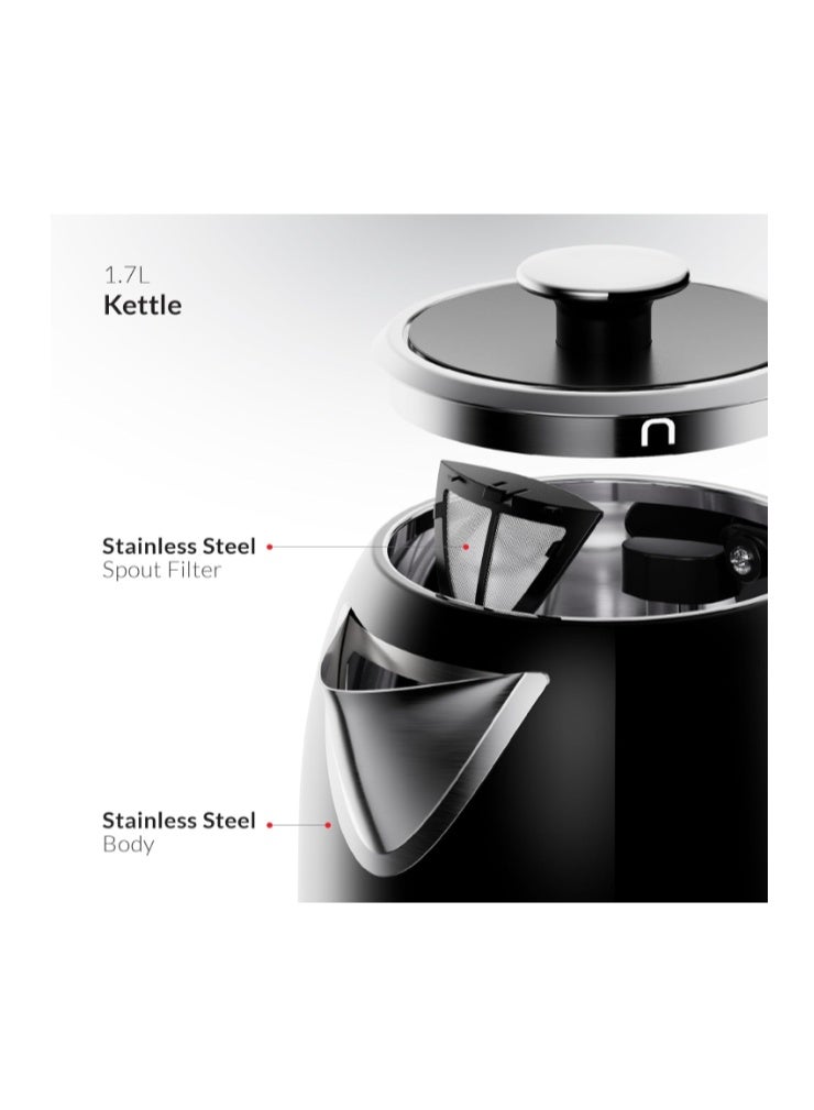 Feller Germany 2200 W 2-in-1 Retro Teamaker/Coffee Maker +1.7L Stainless Steel Electric Kettle with Strix, Adjustable Touch Teapot Temp+LED Display, TS490, 2Y Guarantee-UAE Version - Image 4