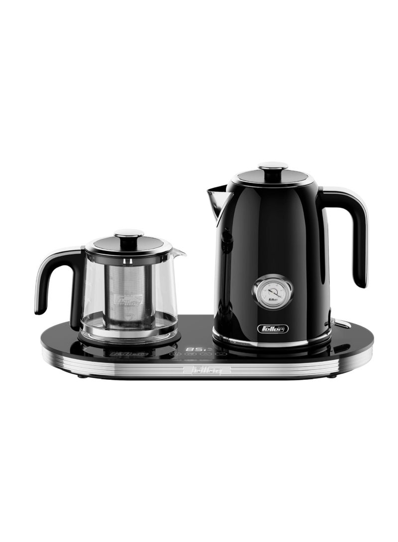 Feller Germany 2200 W 2-in-1 Retro Teamaker/Coffee Maker +1.7L Stainless Steel Electric Kettle with Strix, Adjustable Touch Teapot Temp+LED Display, TS490, 2Y Guarantee-UAE Version - Image 1