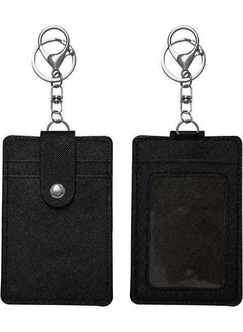 Soft Credit Card Holder Wallet Case Minimalist Soft Leather Wallet Case with Key Ring and Key Ring  Classic Black Card Holder Keyring Keychains