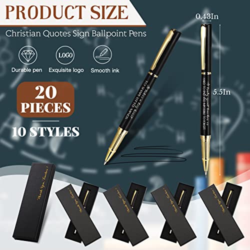 Seajan 20 Set Teacher Appreciation Gifts Pens with Boxes Inspirational Thank You Quotes Black Ink Ballpoint Pens for Teacher from Students Educator School Counselor Tutor Office Supplies(Black) - Image 2