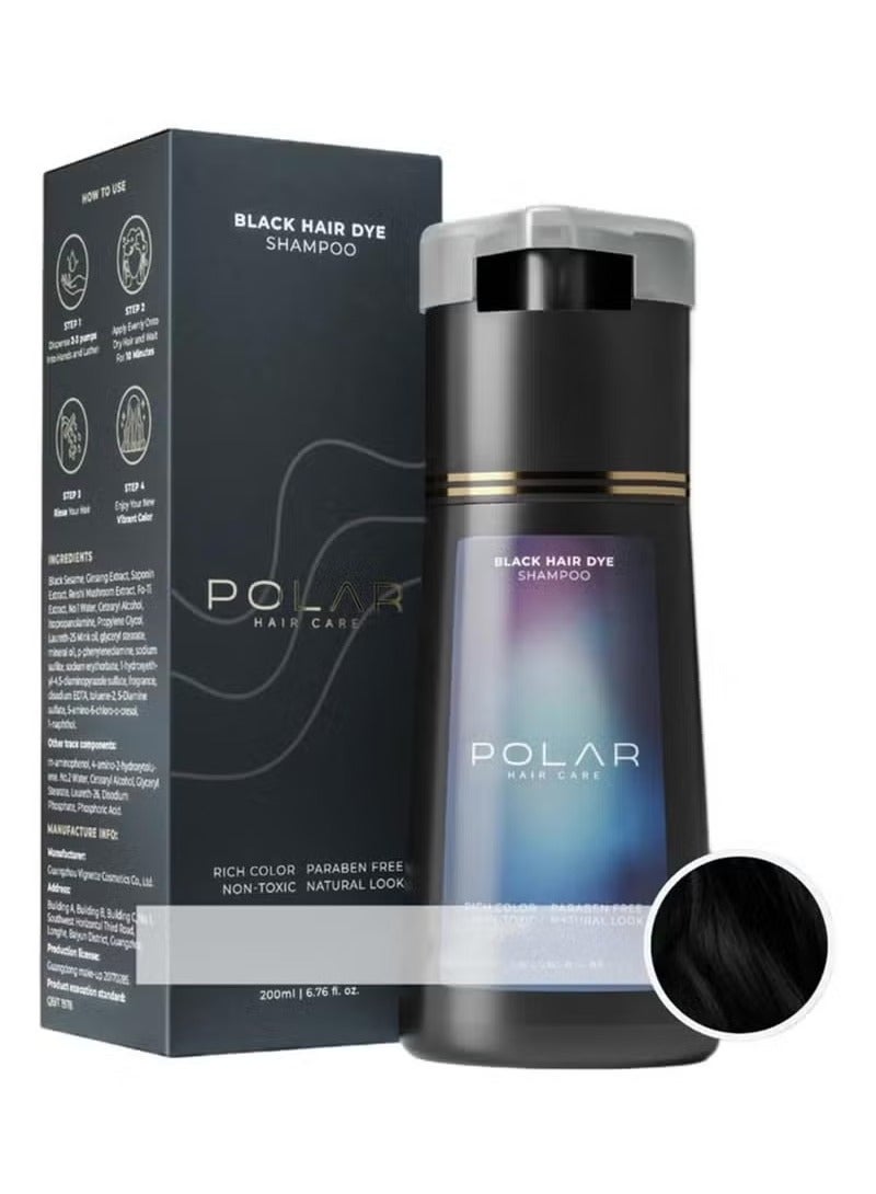 POLAR Hair Care Shampoo, Polar Hair Care Instant Dye Shampoo, Polar Hair Care Dye Shampoo (Black)  - Image 1