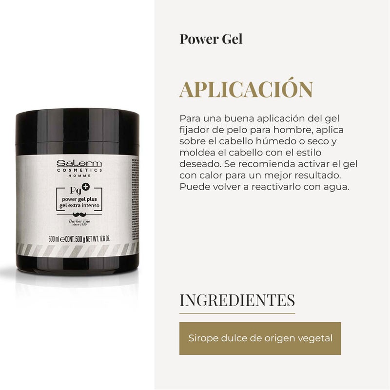 SALERM - Men's Hair Styling Gel - Homme Barber Line - 500 ml - Intense Hold Blue Gel - Hydrating and Texturizing - Keeps Hair Styled Longer - Alcohol-Free Formula - Image 4