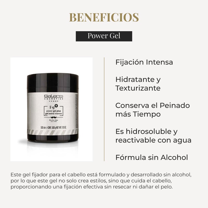 SALERM - Men's Hair Styling Gel - Homme Barber Line - 500 ml - Intense Hold Blue Gel - Hydrating and Texturizing - Keeps Hair Styled Longer - Alcohol-Free Formula - Image 3