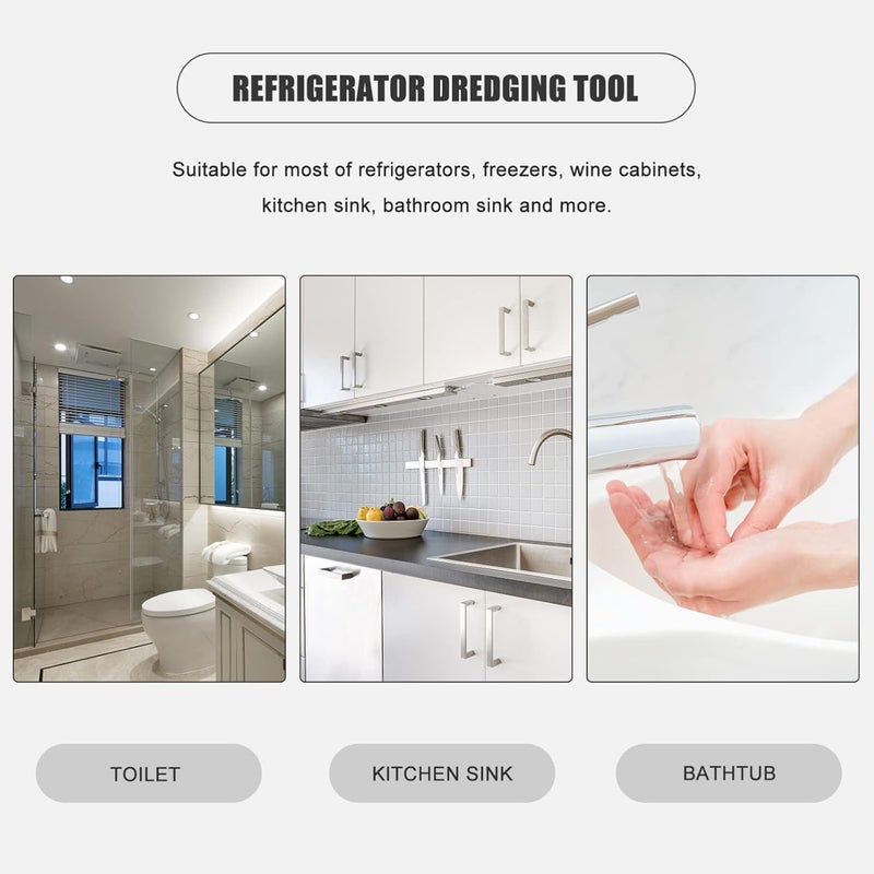 klarako 1pc Unclog fridge drain hole cleaner refrigerator pipe clean tubes fridge ice remover cleaning tools Refrigerator Fridge Dredging Tool Stainless steel five piece set - Image 4