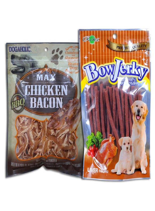 Rena Combo of Rena Max Chicken Bacon Strips, BBQ and Bow Jerky Liver Treat for Dogs - Image 1