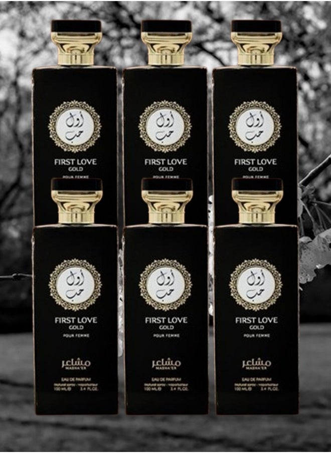 Love - 6 Pieces First Love Gold Mashaer Perfume EDP 100ML - Image 1