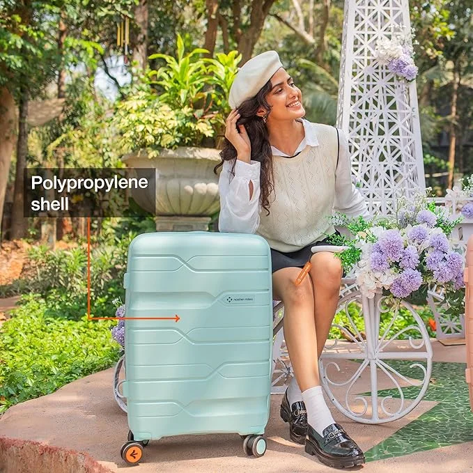 nasher miles Nasher Miles Paris Hard-Sided Polypropylene Luggage Set of 3 | 55cm, 65cm & 75cm | 8 Wheels Small, Medium & Large Trolley Bag for Travel | Suitcase (Pastel Green)