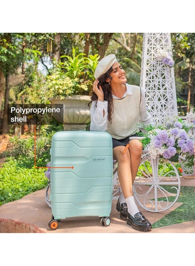 nasher miles Nasher Miles Paris Hard-Sided Polypropylene Luggage Set of 3 | 55cm, 65cm & 75cm | 8 Wheels Small, Medium & Large Trolley Bag for Travel | Suitcase (Pastel Green)