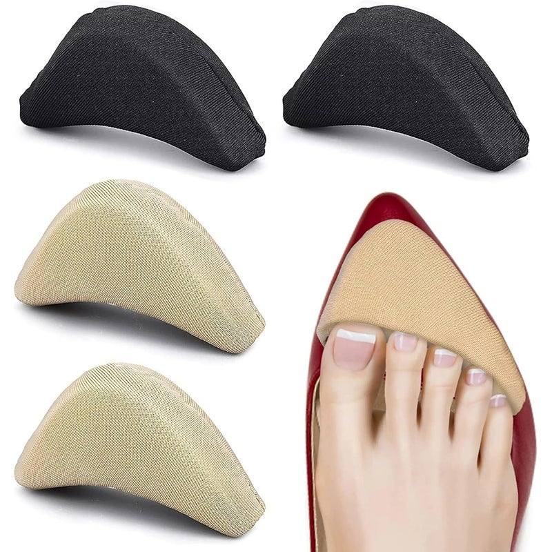 SEFLICA ® 2 Pairs (4 PCS) Soft Shoe Fillers for Women | Adjustable Tightener Pads & Reusable Insoles for Loose Shoes | Heel Grips for Better Fit & Comfort | Black & Beige - Image 1