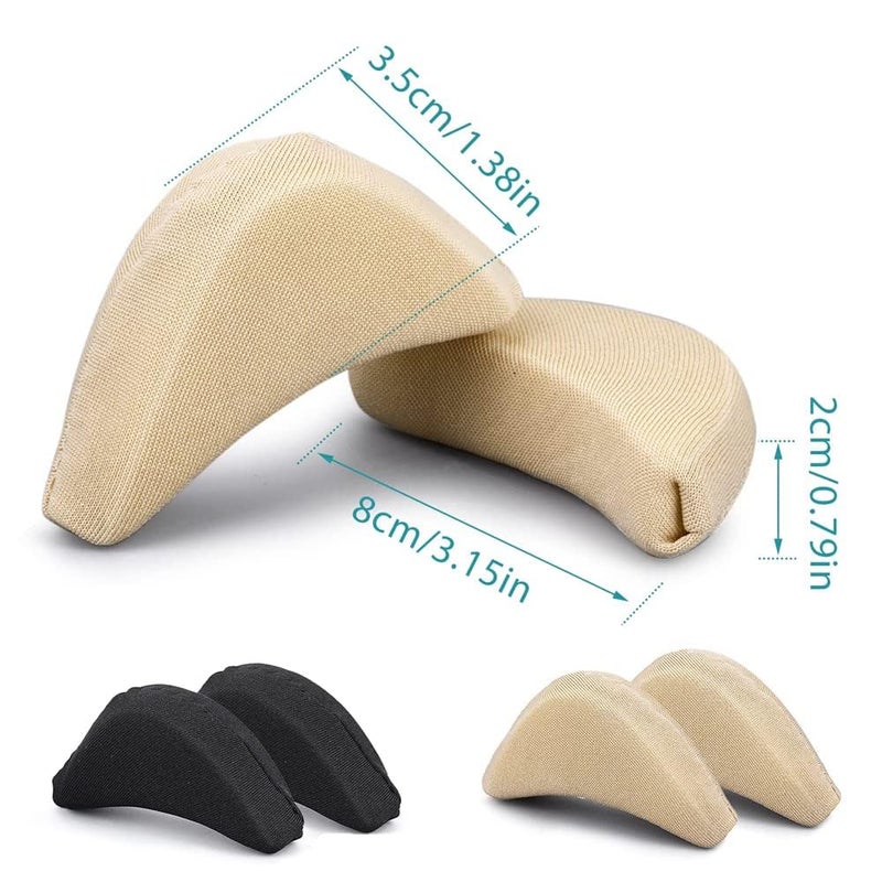 SEFLICA ® 2 Pairs (4 PCS) Soft Shoe Fillers for Women | Adjustable Tightener Pads & Reusable Insoles for Loose Shoes | Heel Grips for Better Fit & Comfort | Black & Beige - Image 2