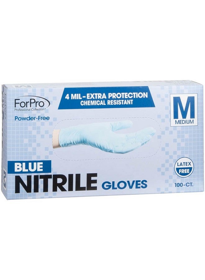 فوربرو بروفيشنال كوليكشن قفازات النتريل للاستخدام مرة واحدة من مجموعة فوربرو الاحترافية، مقاومة للمواد الكيميائية، خالية من البودرة، خالية من اللاتكس، غير معقمة، آمنة للطعام، 4 مل، أزرق، متوسط، 100 قطعة - Image 1