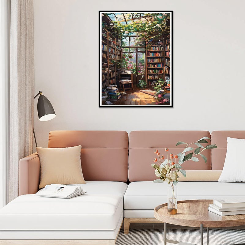 Ycydilirab 5D Diamond Painting for Adults Bookshlf- Diamond Art Kits for Adults Bookshlf, DIY Gem Painting for Gifts Home Wall Decor 12x16inch - Image 3