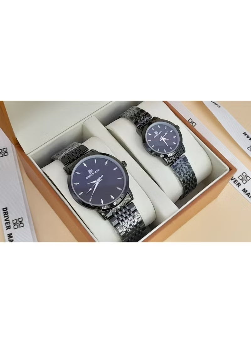 طقم ساعات نسائي ورجالي أنيقة تتميز بتصميم كلاسيكي.