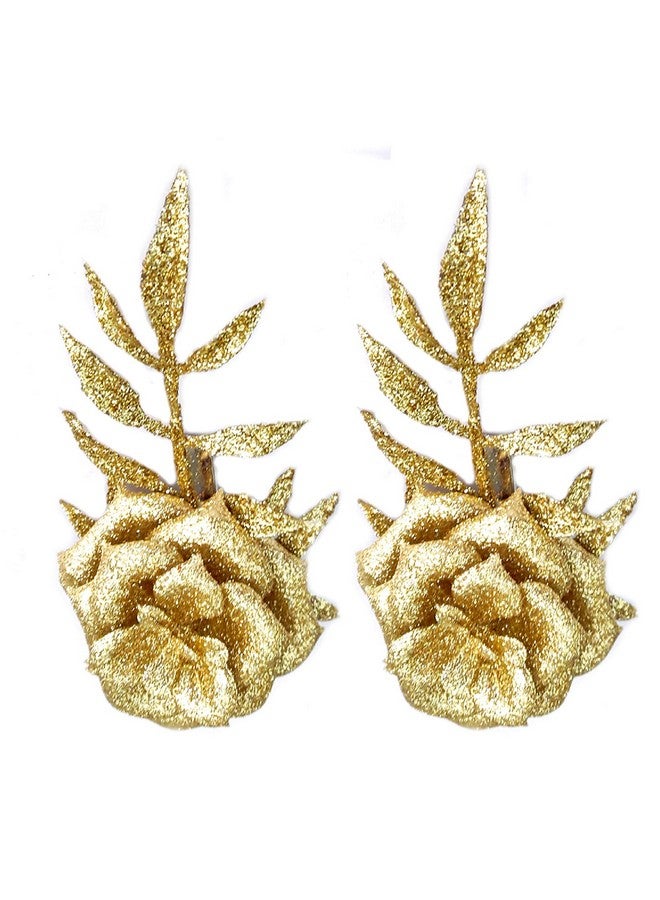 رابيدز فلو مشابك شعر Rapidsflow® للنساء/مشابك زهور للنساء/إكسسوارات شعر للنساء والفتيات مجموعة من قطعتين (ذهبي) - Image 1