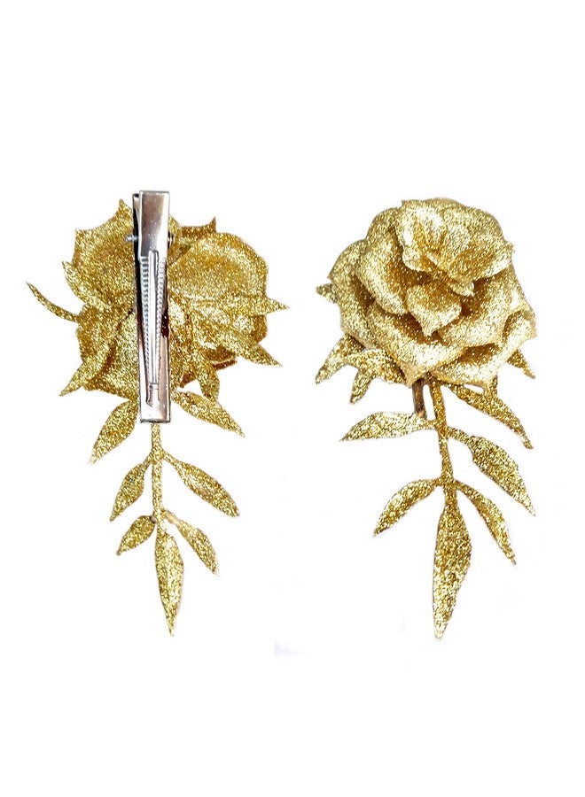 رابيدز فلو مشابك شعر Rapidsflow® للنساء/مشابك زهور للنساء/إكسسوارات شعر للنساء والفتيات مجموعة من قطعتين (ذهبي) - Image 3