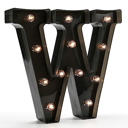 OYCBUZO Light Up Black Alphabet Marquee Letters Sign LED Marquee Number Lights Sign for Night Light Home Bar Christmas Lamp Birthday Party Wedding Decoration W - Image 1