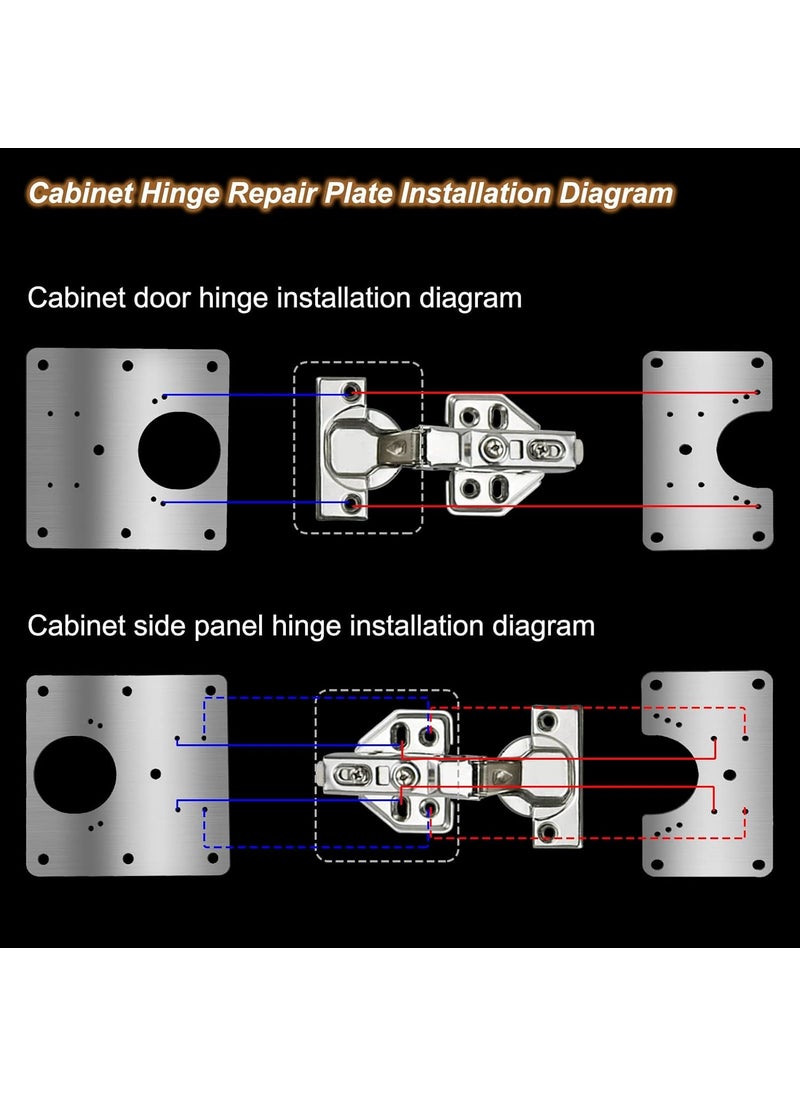 DIANZHU 10 PCS Cabinet Hinge Repair Plate Hinges Repair Fixing Plates Stainless Steel Hinge Repair Board Kitchen Cupboard Door Hinge Repair Brackets Kit Hinge Fixing Plate Bracket Kit with Mounting Screw  - Image 3