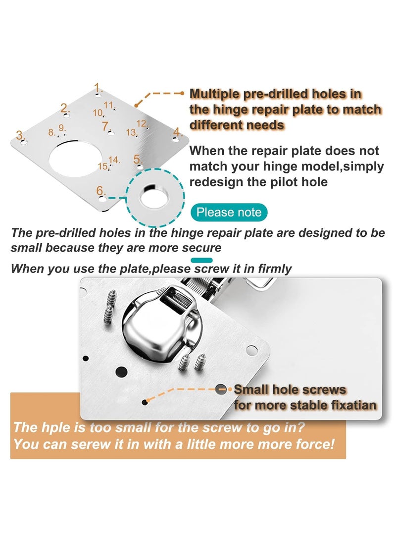 DIANZHU 10 PCS Cabinet Hinge Repair Plate Hinges Repair Fixing Plates Stainless Steel Hinge Repair Board Kitchen Cupboard Door Hinge Repair Brackets Kit Hinge Fixing Plate Bracket Kit with Mounting Screw  - Image 4