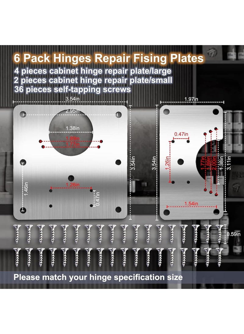 DIANZHU 10 PCS Cabinet Hinge Repair Plate Hinges Repair Fixing Plates Stainless Steel Hinge Repair Board Kitchen Cupboard Door Hinge Repair Brackets Kit Hinge Fixing Plate Bracket Kit with Mounting Screw  - Image 5