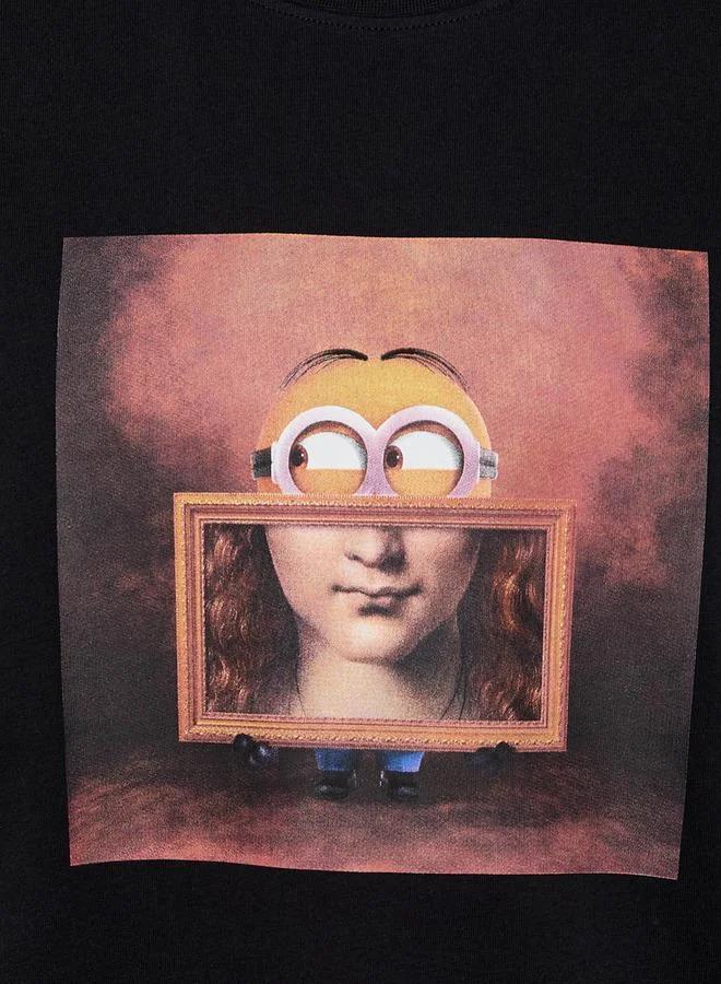 اس بي كاركترز Men Regular Fit Crew Neck Short Sleeves Minions Print T shirt