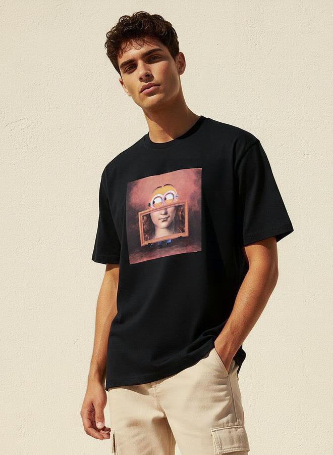 SP Characters Men Regular Fit Crew Neck Short Sleeves Minions Print T shirt - Image 1